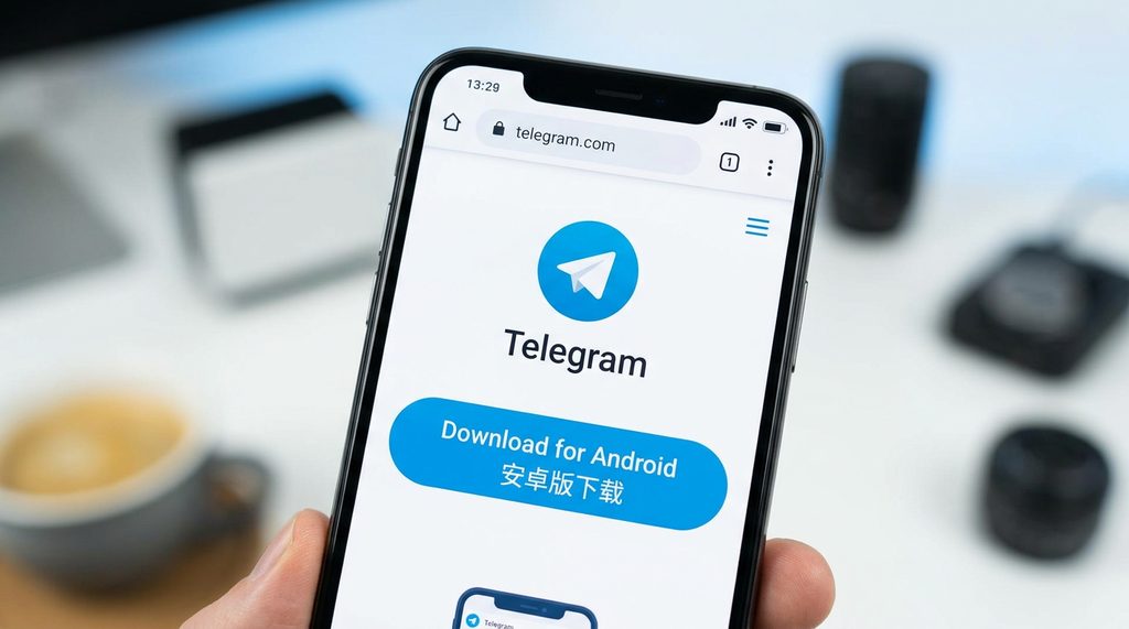 安卓手机浏览器访问纸飞机官网下载页面的操作界面,界面简洁,突出显示Download for Andr