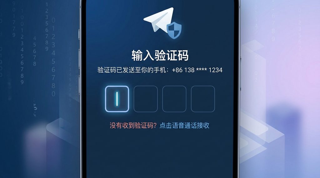 手机屏幕截图，展示纸飞机登录界面，光标聚焦在验证码输入框，配有简约的数字图标作为背景