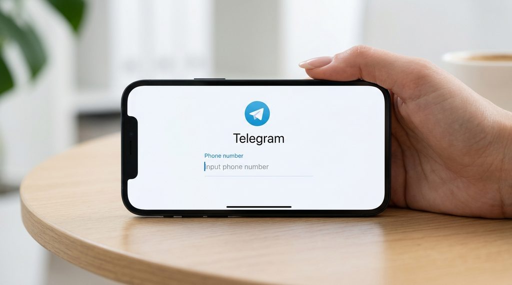 智能手机界面展示纸飞机应用登录页面，光标停留在输入电话号码的区域，背景简洁明亮，摄影风格