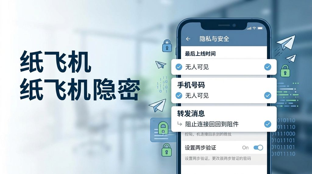 纸飞机软件隐私设置界面,勾选无人可见选项的手机截屏