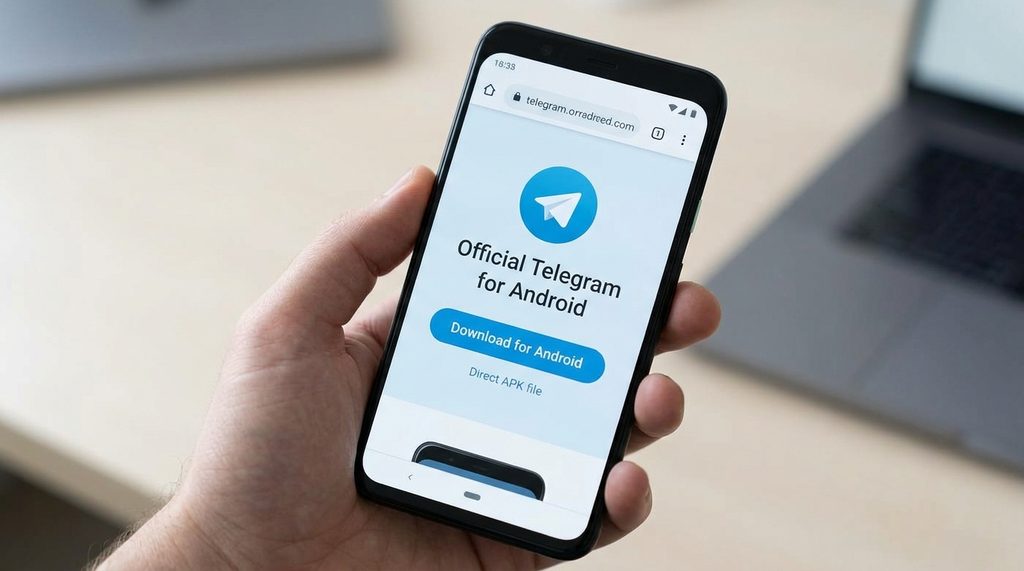安卓手机浏览器访问官方网页，显示下载 APK 按钮的界面，极简风格