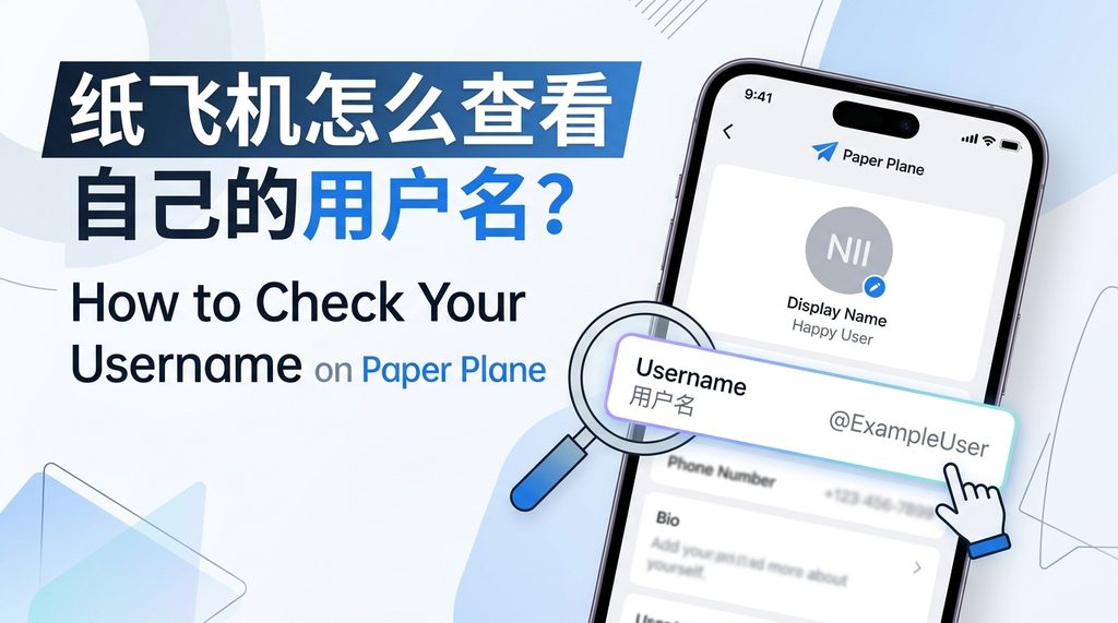 纸飞机软件手机版个人资料页面截图，突出显示用户名所在的编辑区域，背景简洁明亮