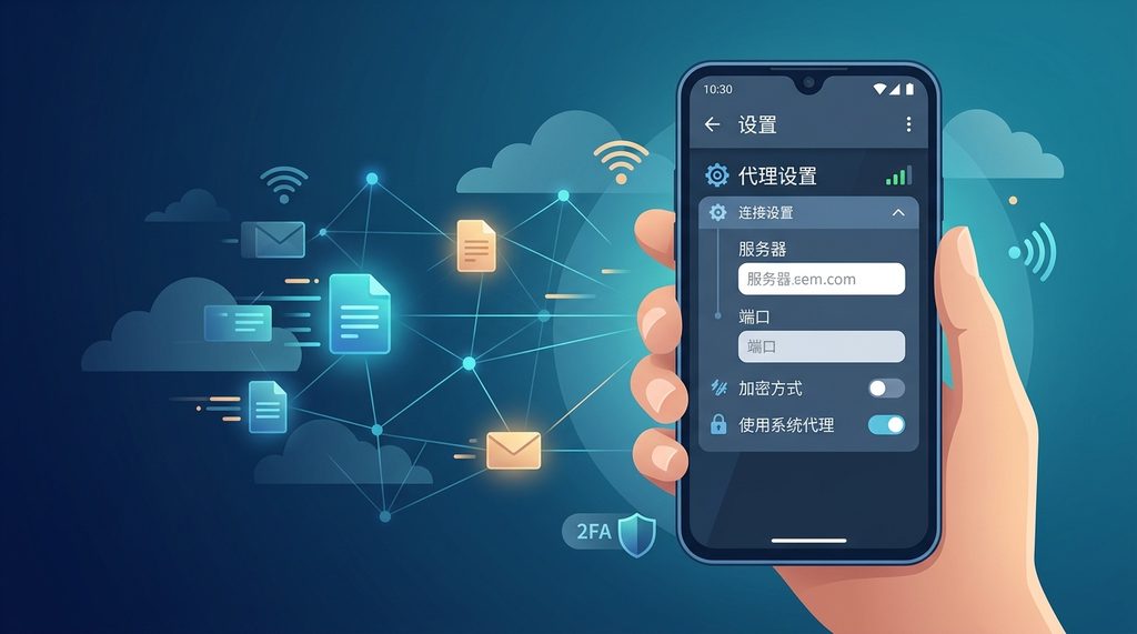 安卓手机设置界面中，打开代理配置菜单，显示服务器地址和端口填写的页面